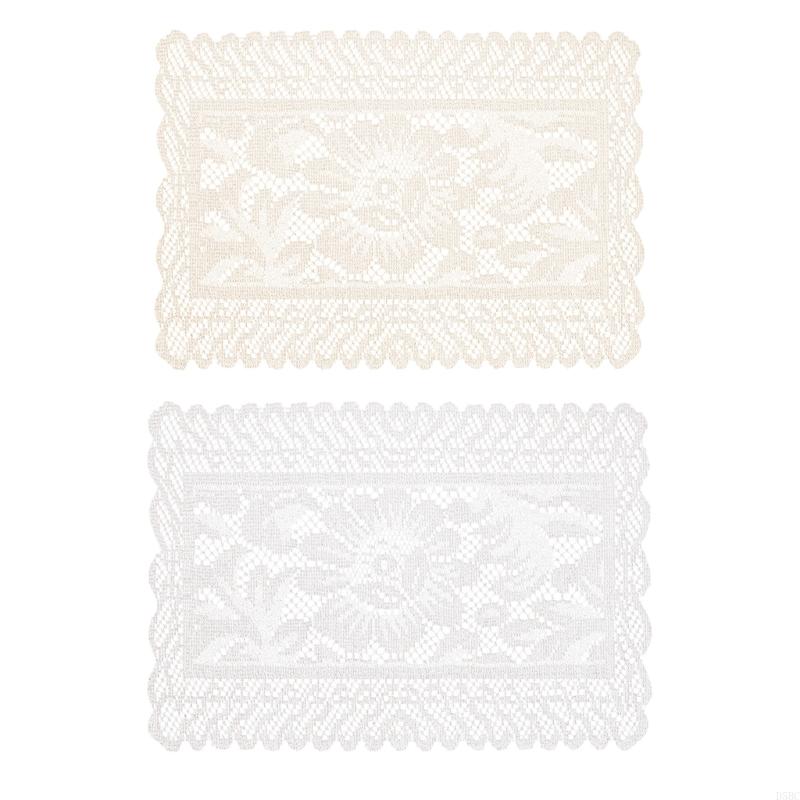 Home Textiles And Furnishing - 2Pcs Elegant Lace Tablecloths Square Florals