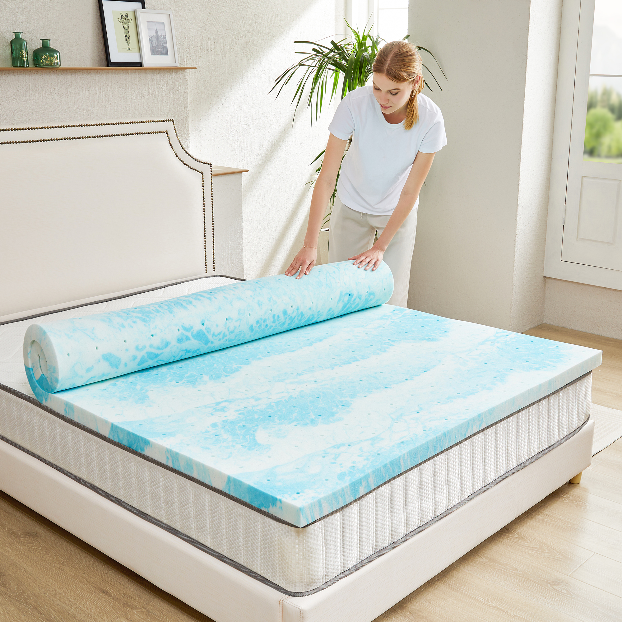 JHK 2 Inch Gel Memory Foam Mat - Mattress Pad Topper บทวิจารณ์และราคา