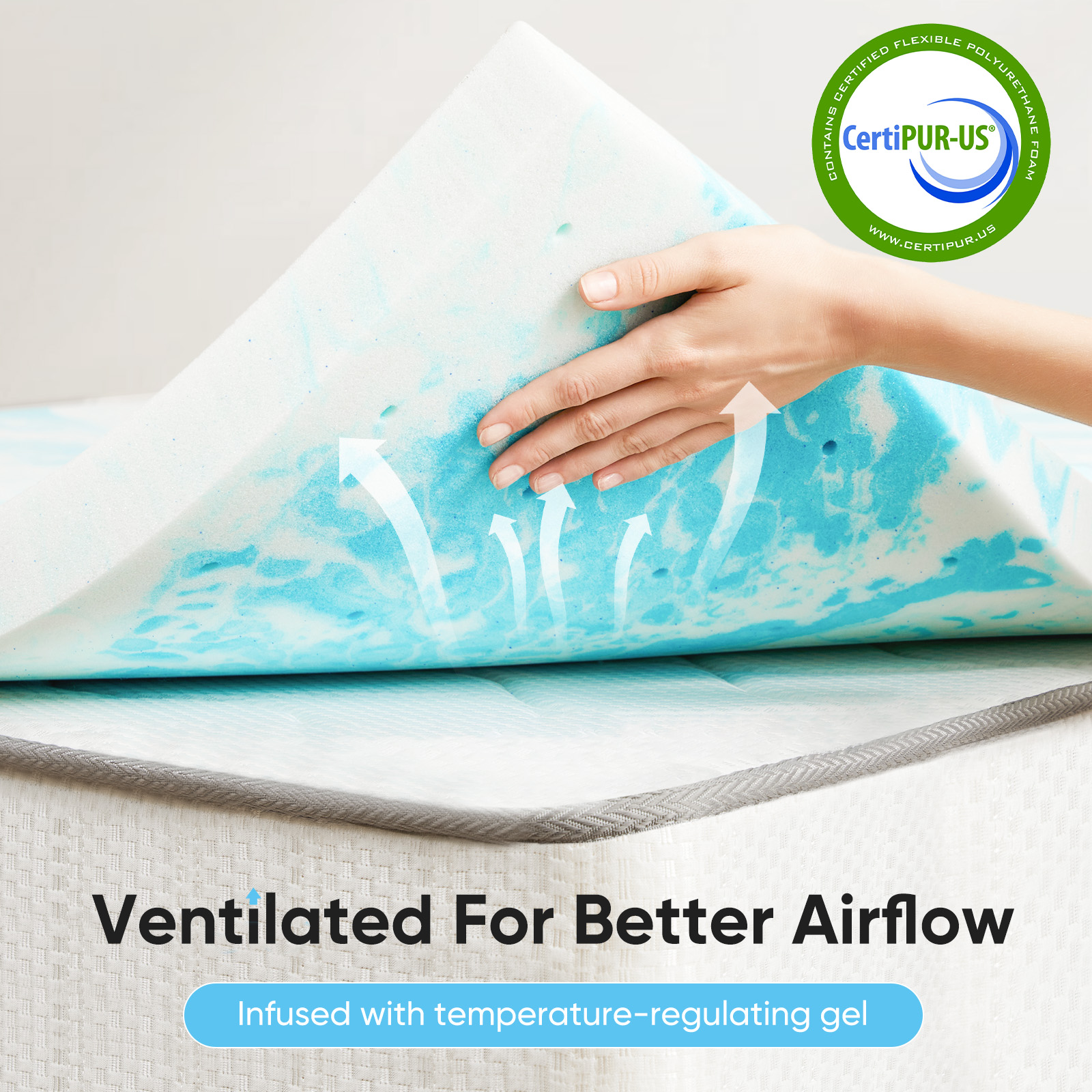 JHK 2 Inch Gel Memory Foam Mat - Mattress Pad Topper บทวิจารณ์และราคา
