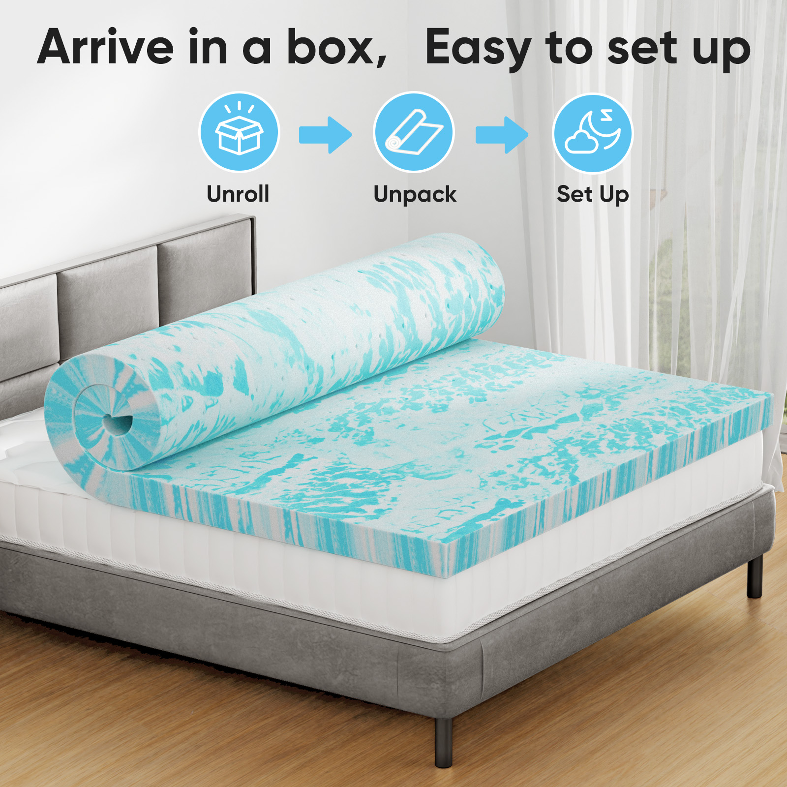 JHK 2 Inch Gel Memory Foam Mat - Mattress Pad Topper บทวิจารณ์และราคา