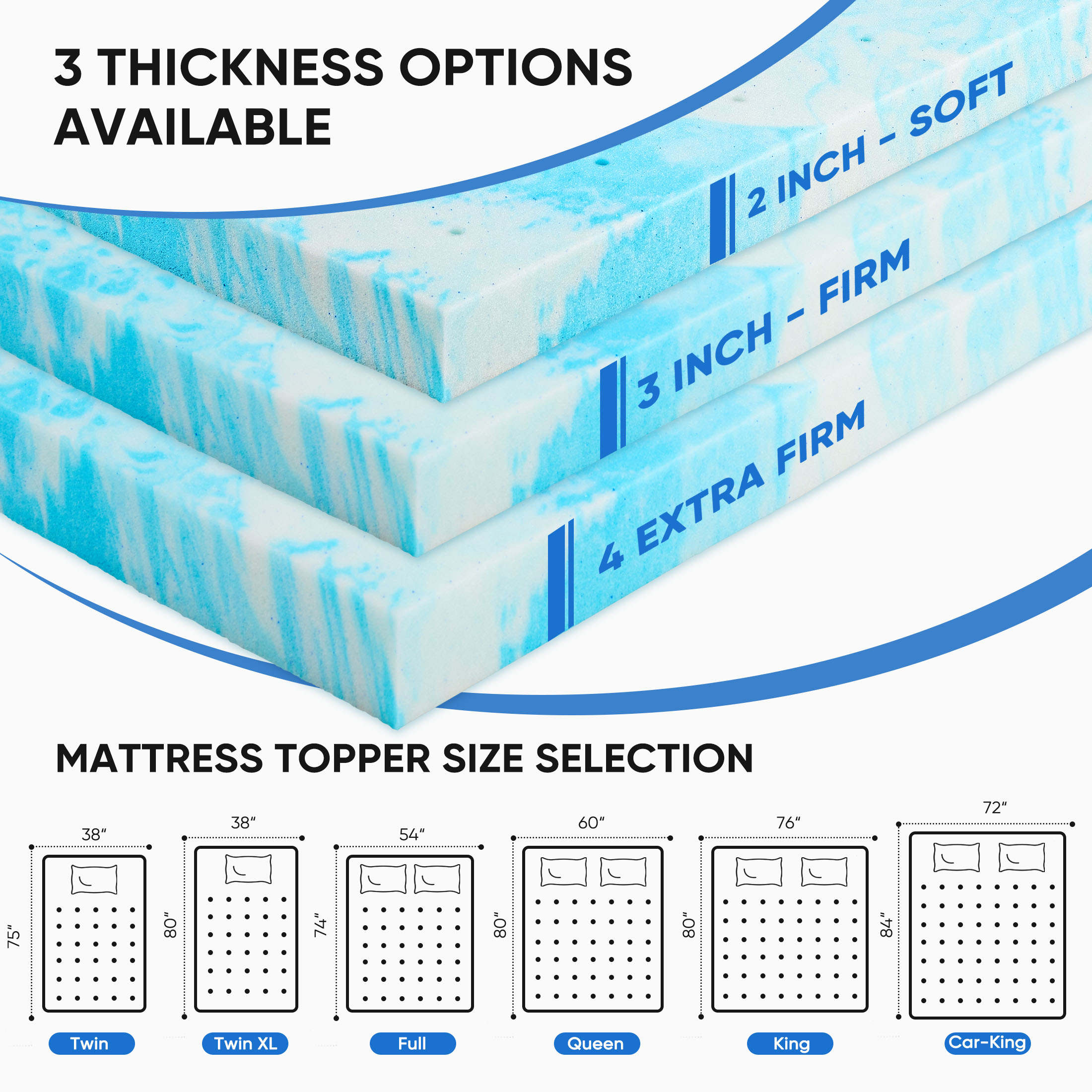 JHK 2-4 Inch Gel Memory Foam C - Mattress Pad Topper บทวิจารณ์และราคา