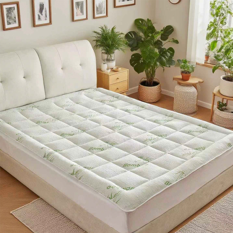 Queen Size Bamboo Viscose Matt - Mattress Pad Topper บทวิจารณ์และราคา