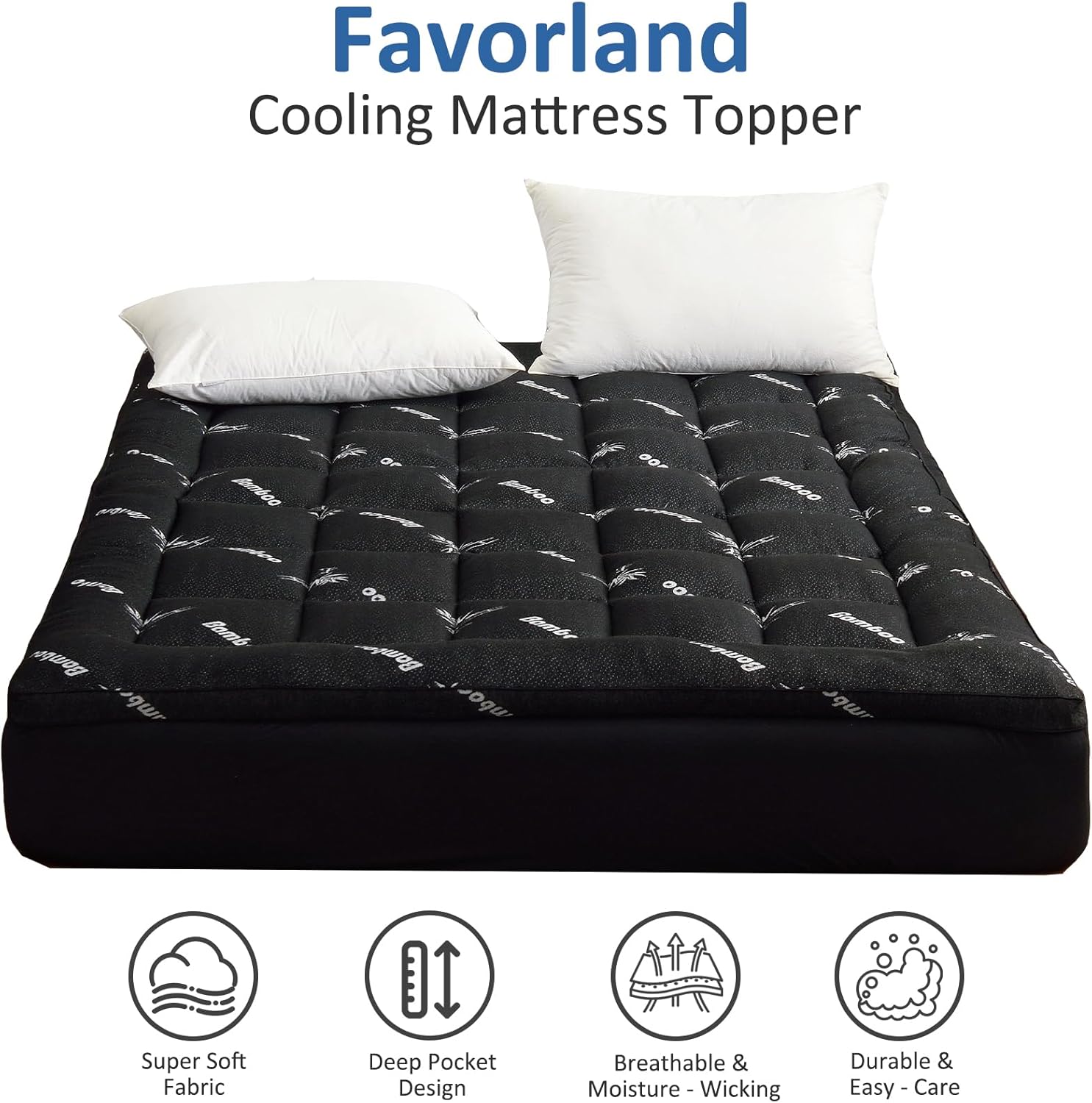 King Size Cooling Bamboo Mattr - Mattress Pad Topper บทวิจารณ์และราคา