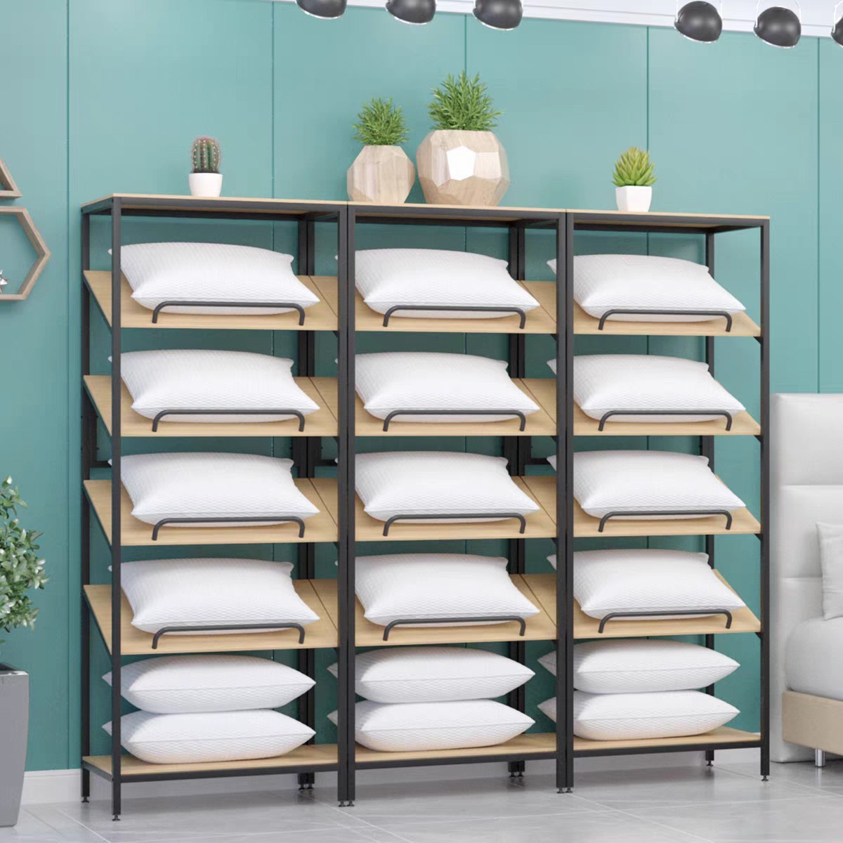 Home Textile Store Shelf Pillo - Home Textiles Exhibition บทวิจารณ์และราคา