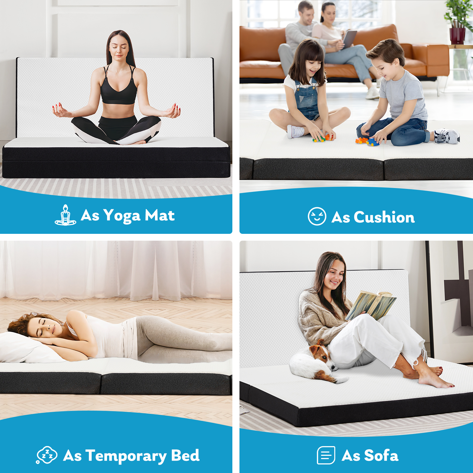 JHK Three Fold Portable Floor  - Mattress Pad Topper บทวิจารณ์และราคา